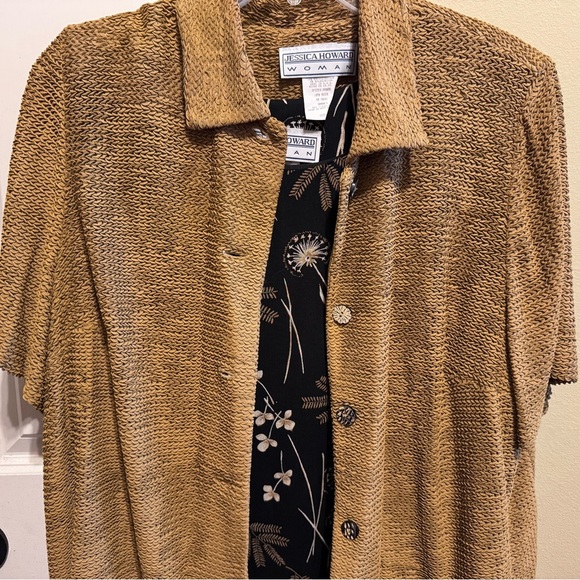 Jessica Howard Vintage Black Multi Sleeveless Dress Lightweight Jacket Sz 16 - Picture 2 of 16